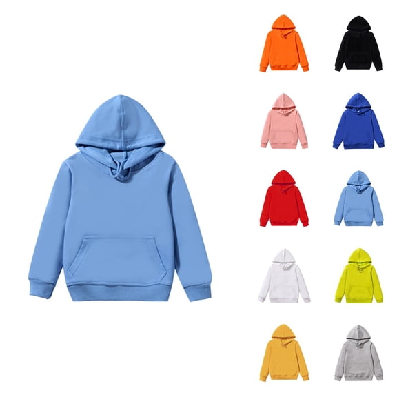 Kids Child Toddler Baby Boys Girls Solid Long Sleeve Patchwork Hooded Sweatshirt Pullover Tops Blouse Outfits Clothes Boys' Fashion Boys Hoodie