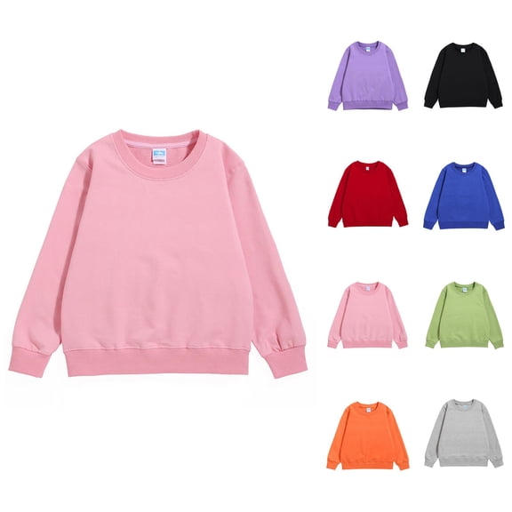 Kids Child Toddler Baby Boys Girls Solid Patchwork Long Sleeve Cotton Sweatshirt Pullover Tops Blouse Outfits Clothes