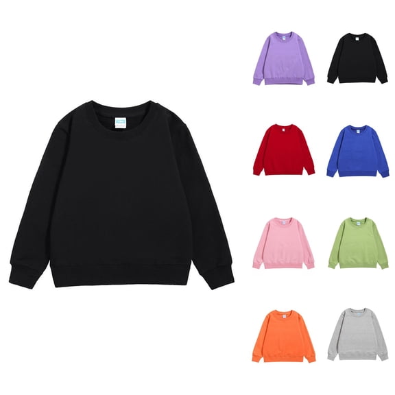 Kids Child Toddler Baby Boys Girls Solid Patchwork Long Sleeve Cotton Sweatshirt Pullover Tops Blouse Outfits Clothes