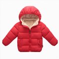 thumbnail image 1 of Kids Child Toddler Boys and Girls Solid Winter Hooded Coat Jacket Warm Outerwear Clothes Outfits 6-12 Months 12-24 Months 2T 3T 4T 5T 6T 7T 8T Children Red,18-24 Months, 1 of 4
