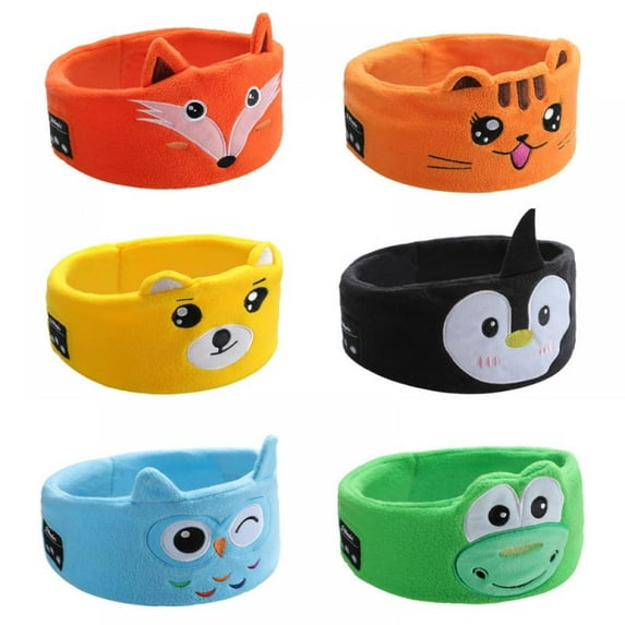 Kids Child Wireless Bluetooth 5.0 Sleep Headphone Cute Animal Eye Mask Headband, Hearing Protection Headphones Volume Limited