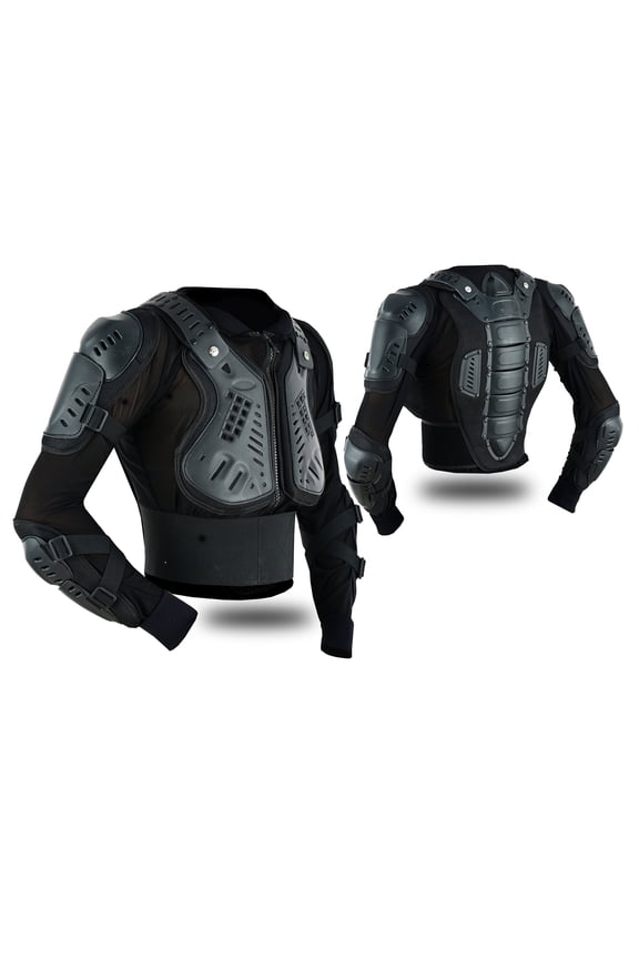 Kids Children Boys Girls Motorcycle Body Armour Jacket Dirt Bike Back Spine Chest CE Approved Protection Jacket All Black-10 (Years)