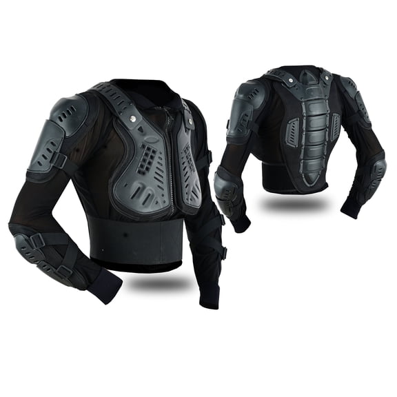 Kids Children Boys Girls Motorcycle Body Armour Jacket Dirt Bike Back Spine Chest CE Approved Protection Jacket All Black-14 (Years)