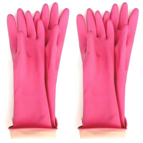 Kids, Children Reusable Multipurpose Waterproof Hand Protection Latex Rubber Gloves (2 Pairs, PINK)