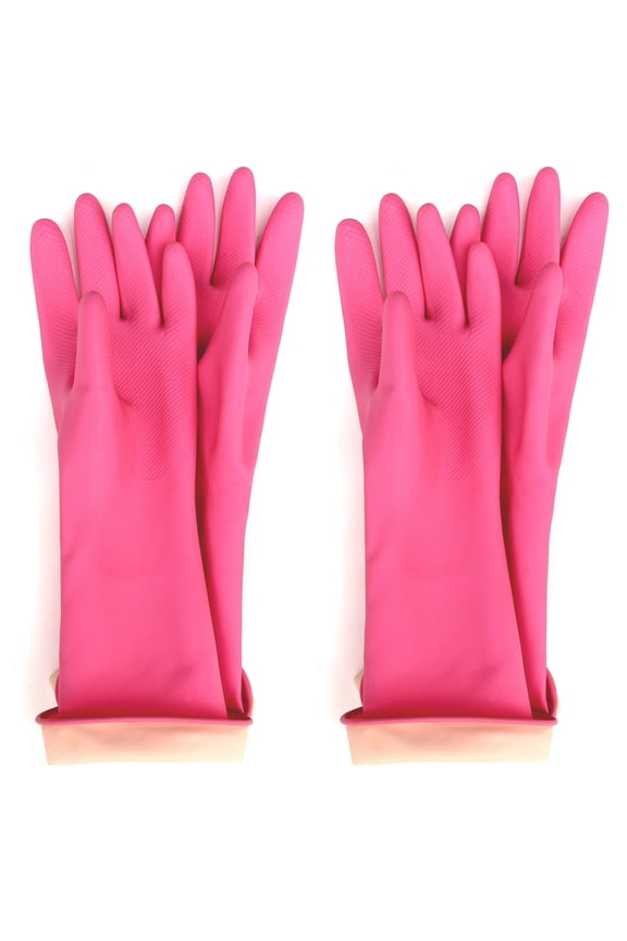 Kids, Children Reusable Multipurpose Waterproof Hand Protection Latex Rubber Gloves (2 Pairs, PINK)