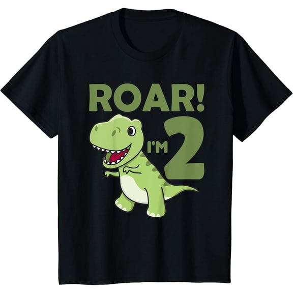 Kids Children'S 2Nd Birthday T-Rex 2 Years Old Boy Dinosaur Dino T-Shirt