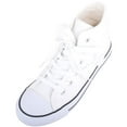 thumbnail image 1 of Kids/Childrens Slip On High Top Lace Up Canvas Pumps Trainers Shoes with Matching Sole - White - US Child 2 / EU 33-34, 1 of 7