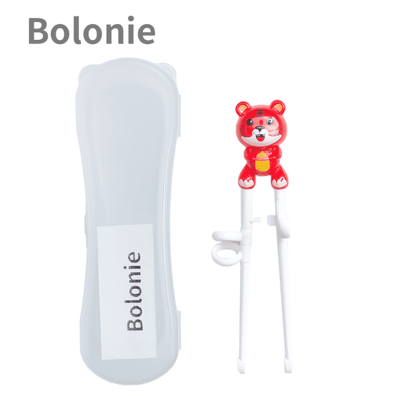 Kids Chopsticks - Fun and Easy Training Chopsticks for Kids, Set of 1 Pair with Case, Red Color, Tiger Shape