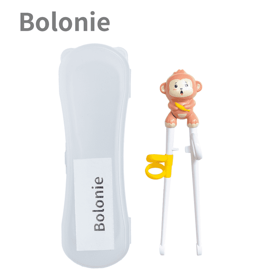 Kids Chopsticks - Fun and Functional Training Chopsticks for Kids - Easy to Use, Monkey, Orange, 1 Pair with Case