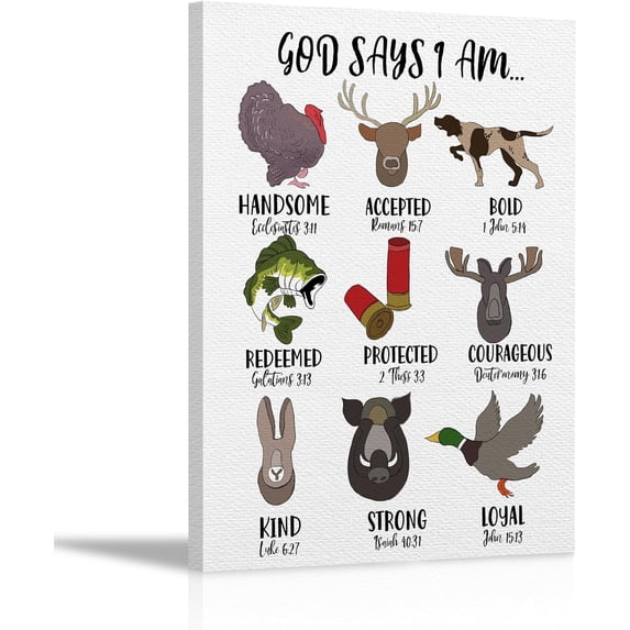 Kids Christian Bible Verse God Says I am Cute Animal Wall Decor Canvas Wall Art Painting Paints Picture for Home Kids Room Classroom Nursery Playroom,11x14 Inch,Gifts for Kids Girls Boys