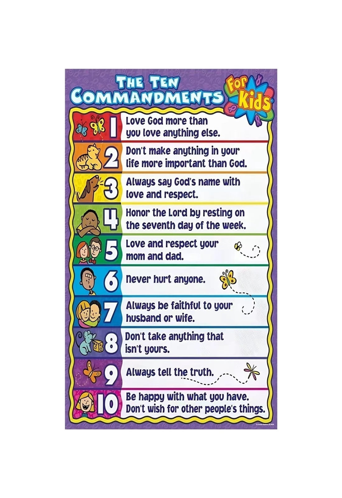Kids Christian Education Poster Ten Commandments Bible Verses Wall Art ...