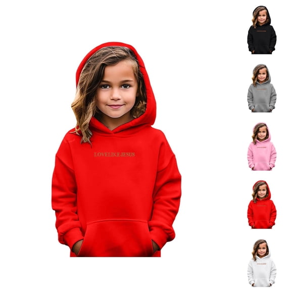 Kids Christian Hoodies Fall Winter Long Sleeve Bible Verse Hooded Sweatshirt with Pockets for Boys Girls Pullover Tops