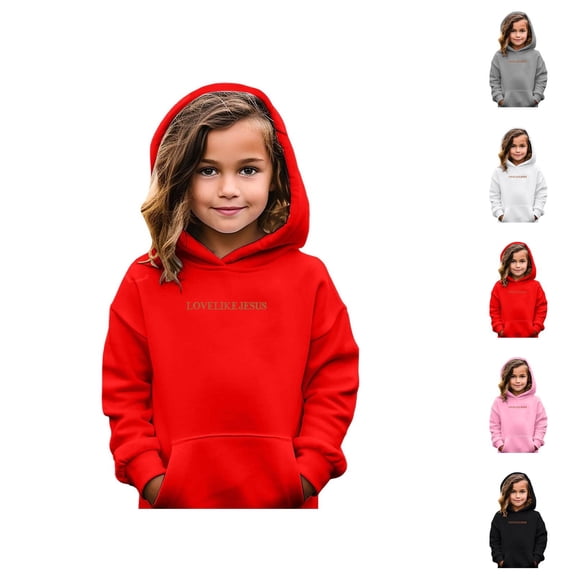 Kids Christian Hoodies Long Sleeve Fall Winter Bible Verse Hooded Sweatshirt with Pockets for Boys Girls Pullover Tops