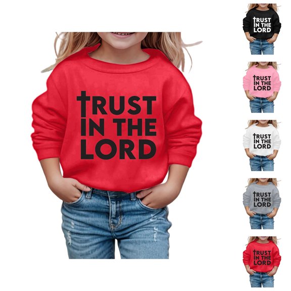 Kids Christian Sweatshirts Crewneck Long Sleeve Bible Verse Graphic Sweatshirt for Boy Girl Pullover Tops