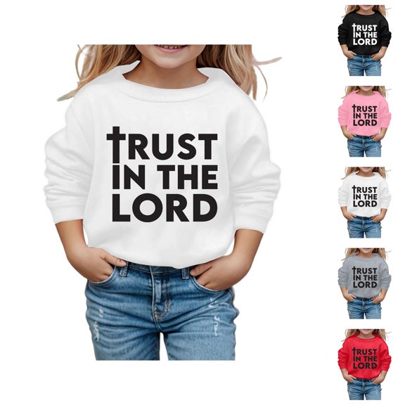 Kids Christian Sweatshirts Crewneck Long Sleeve Bible Verse Graphic Sweatshirt for Boy Girl Pullover Tops