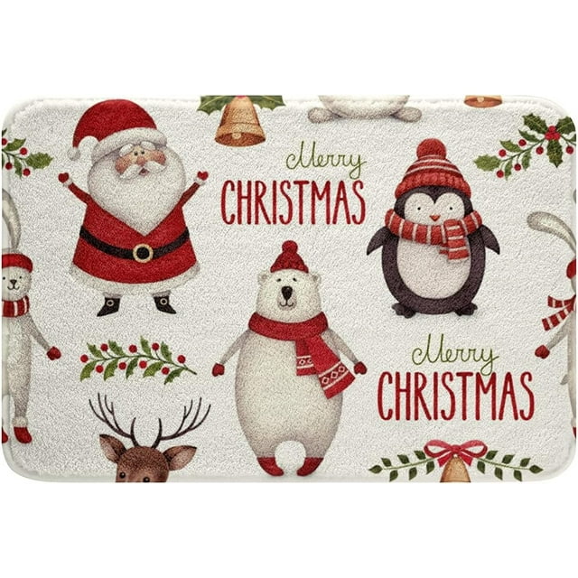 Kids Christmas Bath Mat, Deer Cute Animal Bath Rugs for Children Boys