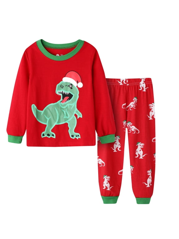 Kids Christmas Cartoon Pajamas Long Sleeve Matching Holiday Pjs Set Toddler Boys Girls Kids Xmas Jammies 12-24 Months
