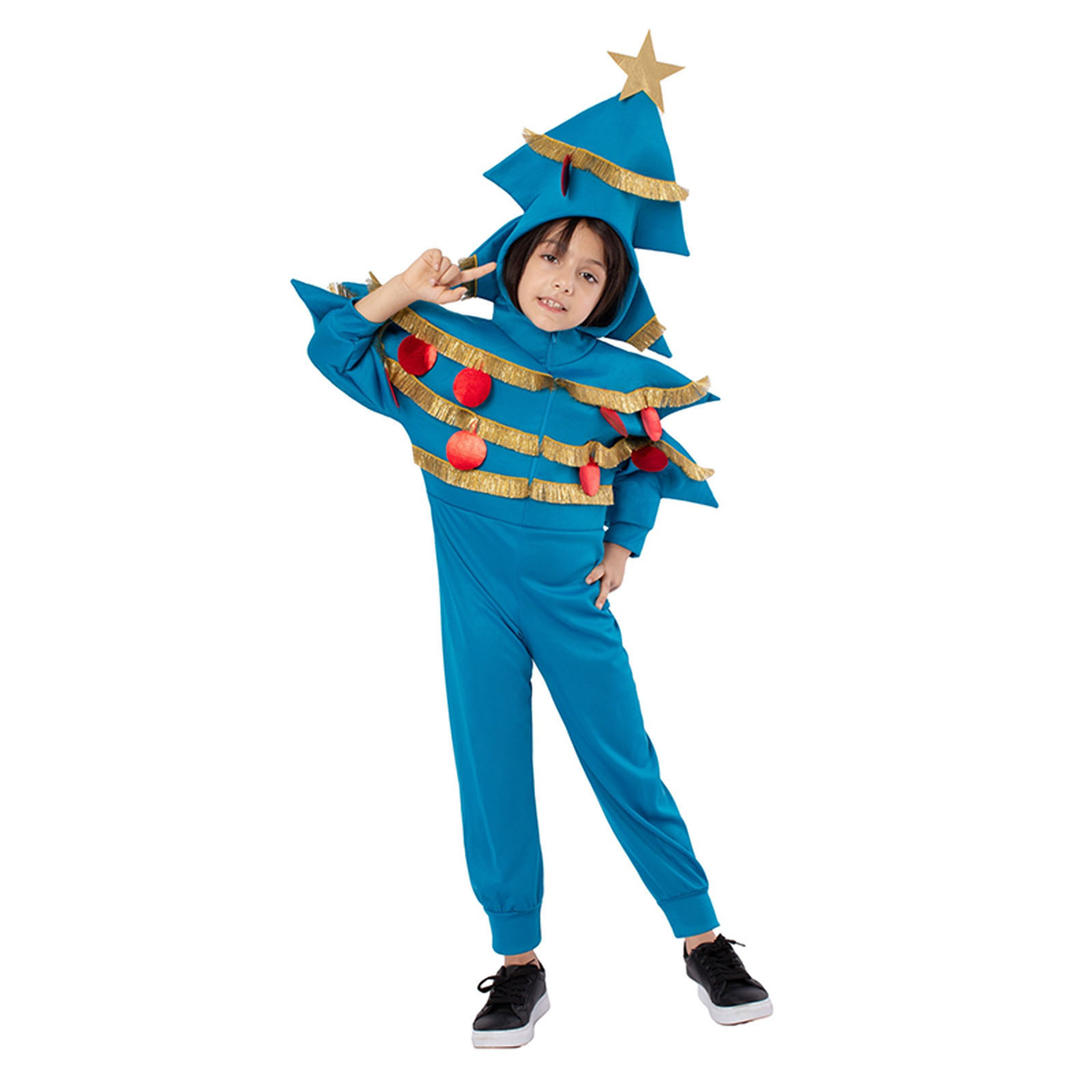 Kids Christmas Costume Hooded Christmas Onesie Cute Christmas Tree