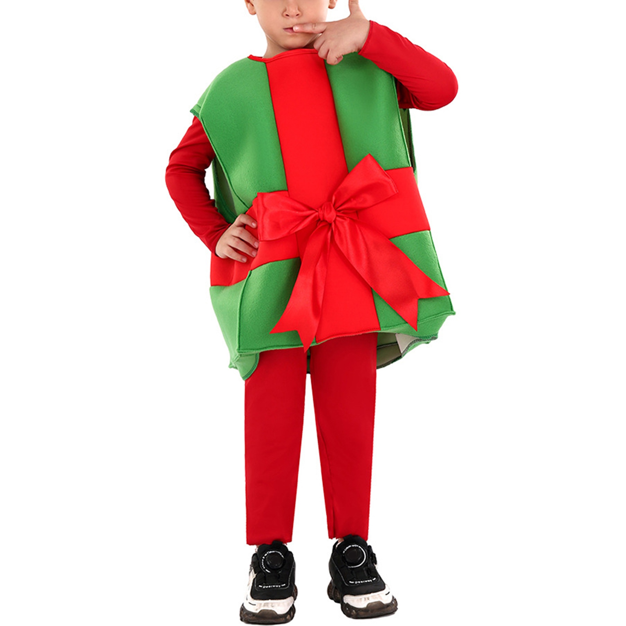 Kids Christmas Gift Box Costume Present Sleeveless Jumpsuit Xmas Party