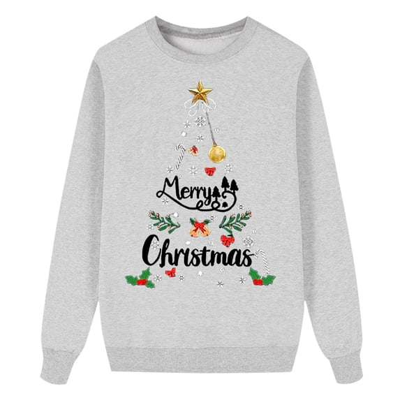 Kids Christmas Graphic Sweatshirt Classic Crewneck Long Sleeve Pullover Casual Fall Winter Top