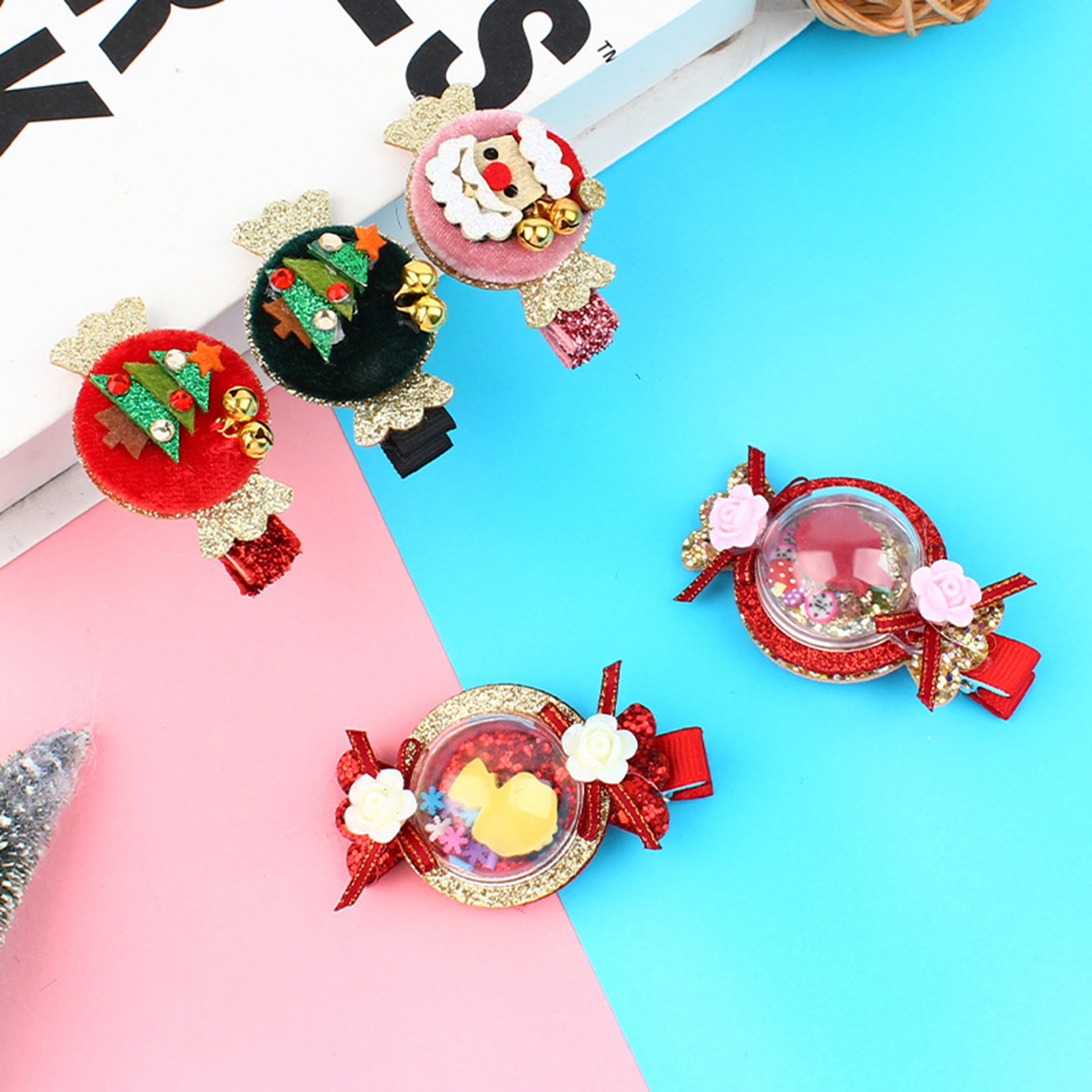 Kids' Christmas Hairpin Set Cute Santa Claus and Christmas Tree