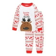 thumbnail image 1 of Kids Christmas Pajama Set Santa's Little Helper Reindeer Print Long Sleeve Top and Pants Holiday Sleepwear for Boys Girls Toddler Cozy Warm Gift, 1 of 2