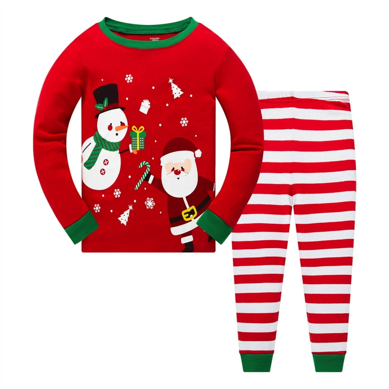Kids Christmas Pajamas 100% Cotton Long Sleeve Toddler Snowman