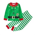 thumbnail image 1 of Kids Christmas Pajamas Classic Elf Pajamas Holiday Sleepwear Long Sleeve Crew Neck Nightwear Set Holiday Pajamas 5-6 Years, 1 of 7