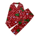 thumbnail image 1 of Kids Christmas Pajamas Kids Silver Satin Pajamas For Girls Long Sleeve Button Down Shirt Top And Pants Christmas Outfit Girl Kids 7-8 Years Pajamas Girls, 1 of 3