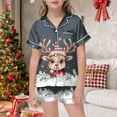 thumbnail image 1 of Kids Christmas Pajamas Set Black Silk Pajamas For Girls Long Sleeve Button Down Shirt Top And Pants Christmas Outfits Kids Holiday Pajamas 8-9 Years, 1 of 3