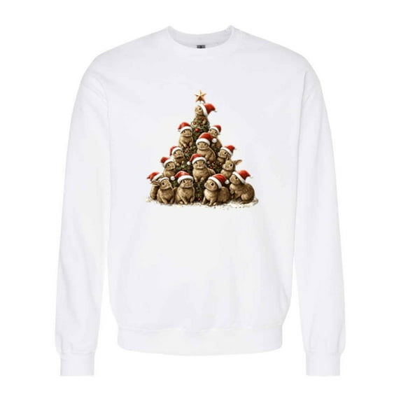 Kids Christmas Rabbit Bunny Tree Holiday Pet Lover Sweatshirt up to 5XL