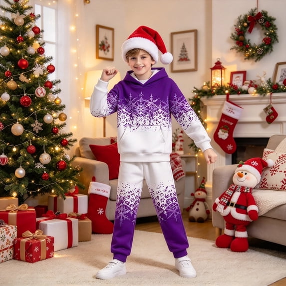 Kids Christmas Snowflake Cute Long Sleeve White Holiday Outfit Set 2-4Y ...