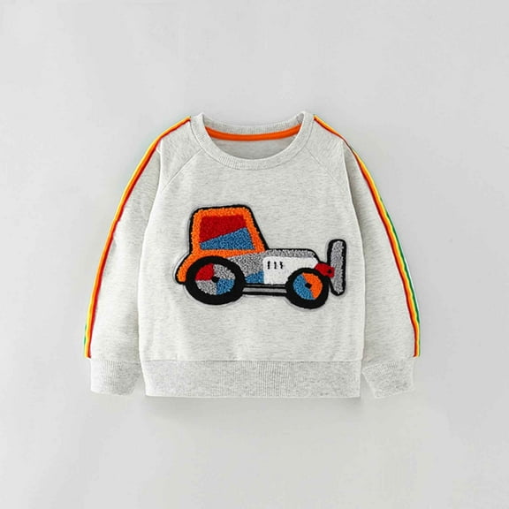 Kids Christmas Sweatshirt Boys Girls Long Sleeve Crewneck Pullover Tops Excavator T Shirts For Boys Girl Winter Clothes For Size 5-6 Years Girls Clothes