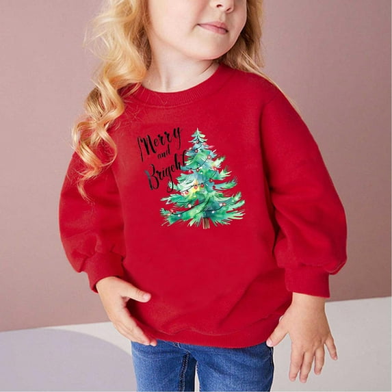 Kids Christmas Sweatshirt Christmas Sweatshirt for Girls Boys' Christmas Sweatshirt Winter Christmas Letter Print Long-Sleeved Sweatshirt for Girls and Boys