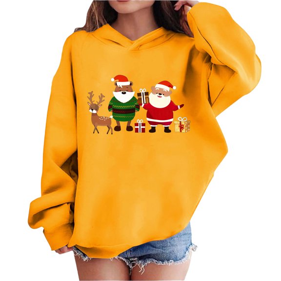 Kids Christmas Sweatshirt Girls Boys Santa Claus Toddler Xmas Shirt Crewneck Long Sleeve Graphic Tops for 3-14 Years