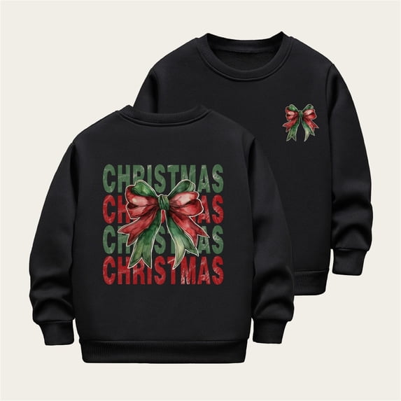 Kids Christmas Sweatshirts Long Sleeve Crewneck Fleece Lined Pullover Fall Winter Soft Cozy Tops for Boys Girls 2-12 Years
