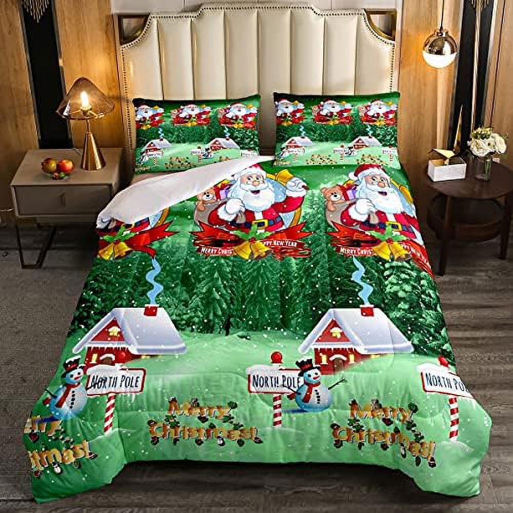 Kids Christmas Theme Bedding Set Xmas Snowman Comforter Set for Boys