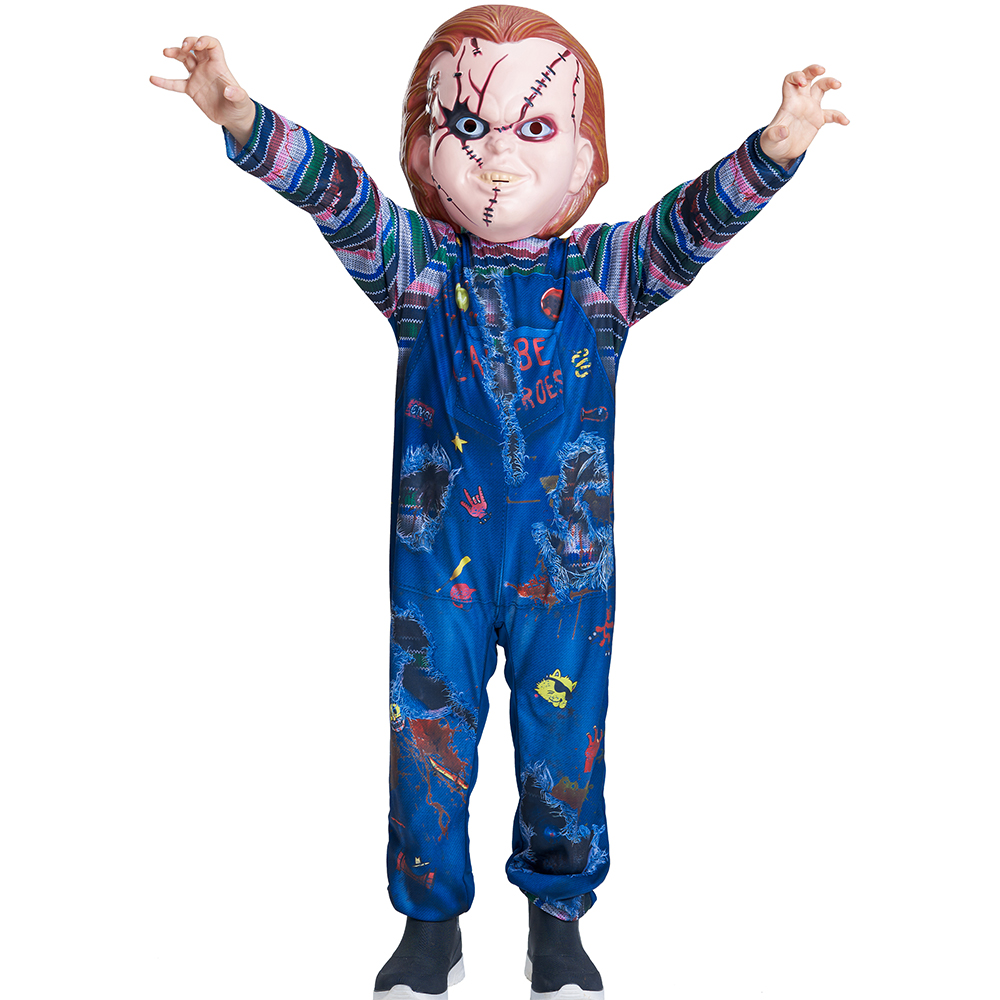 Kids Chucky Costume Halloween, Jumpsuit Scary Mask 2 Pieces Killer ...