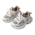 thumbnail image 1 of Kids Chunky Sneakers for Boys Girls Lightweight Slip on Breathable Mesh Lace up Running Athletic Sports Shoes Khaki Size 12 Little Kid, 1 of 4