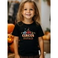 thumbnail image 1 of Kids' Circus Squad Cartoon Print T-Shirt, Girls' Crew Neck Short Sleeve Tee, Casual Fashion Summer Top, 95% Cotton 5% Elastane, Slight Stretch Knit Fabric, Regular Fit for Ages 1-8, 1 of 6