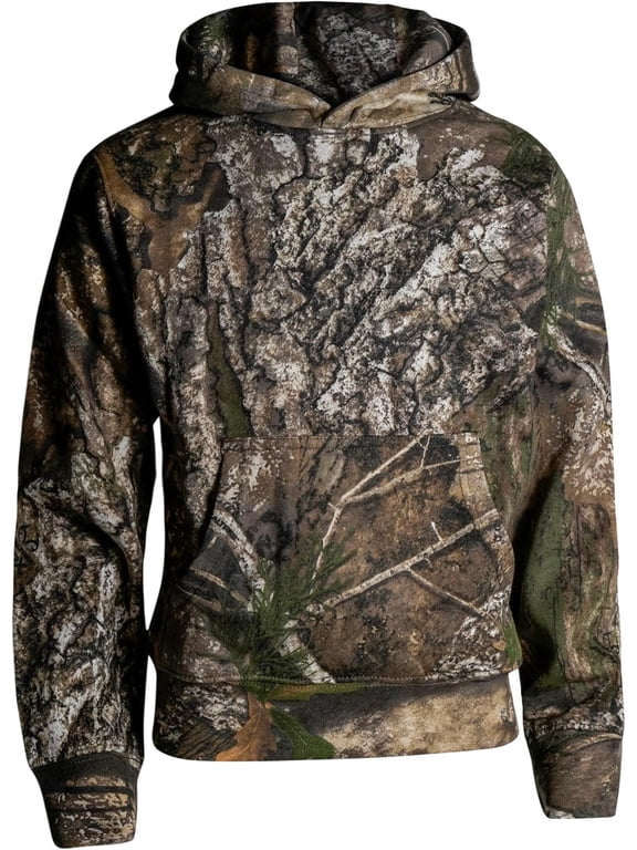 Kids Classic Hoodie, Kangaroo Front Pocket, Camo Cuff, 60/40 Cotton Poly Blend Hoodie (Boys and Girls)