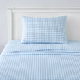 thumbnail image 1 of Kids Classic Printed Microfiber Sheet Sets, Ultra Soft Fitted Sheets with Straps - Gingham Blue, Twin Size, 1 of 5