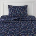 thumbnail image 1 of Kids Classic Printed Microfiber Sheet Sets, Ultra Soft Fitted Sheets with Straps - Neon Space, Twin Size, 1 of 5