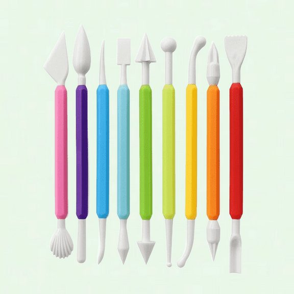 Kids Clay Tools Set, 9-Piece Assorted Colors, Removable Heads