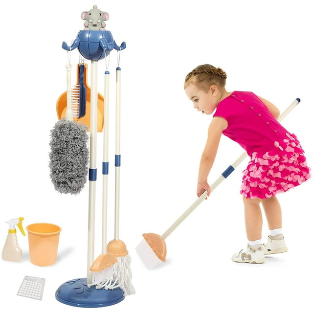 Kids Clean Set Toys Broom Baby Mop Dustpan Cleaning Tools Playset