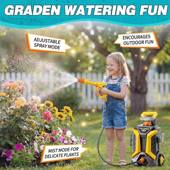 Kids Cleaning Car Washer Toy Pretend Play Playset with Spray, Birthday Gifts for Boys Girls Ages 3+ Outdoor Toys
