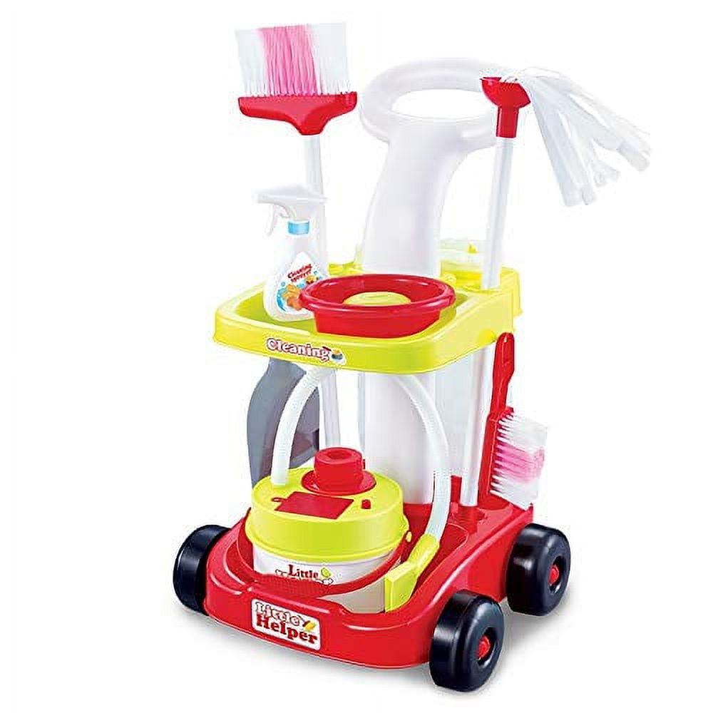 Childrens PINK Cleaning Trolley Role Play Toy Set. Sound & Lights Vacuum  Cleaner 5056161217394