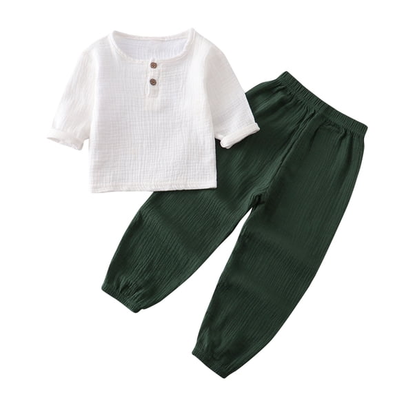 Kids Clothes Efsteb Toddler Kid Girls Boys Outfits Clothes Comfy Round Neck Short Sleeve Tops Long Pants Set Casual Solid Color Fashion Summer Outfits (Green,4 Years)