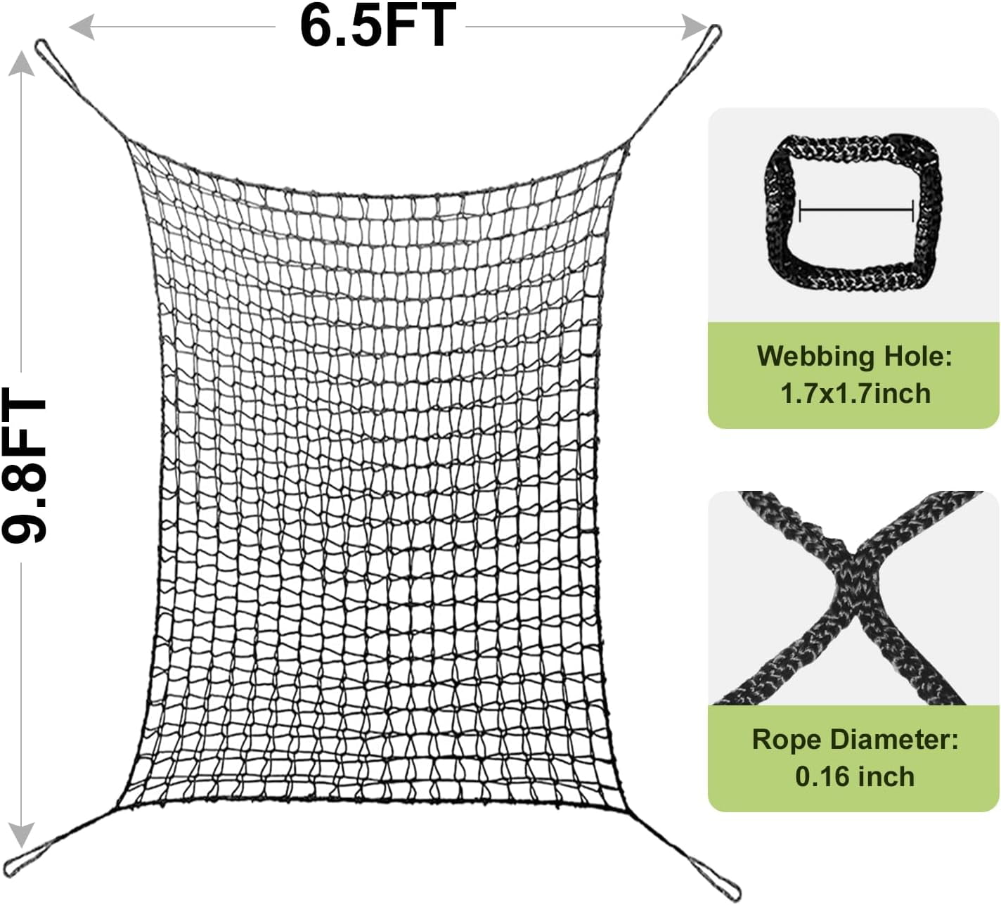 Kids Climbing Cargo Net - 6.5 x 9.8 ft Safety Play Net for Treehouse ...
