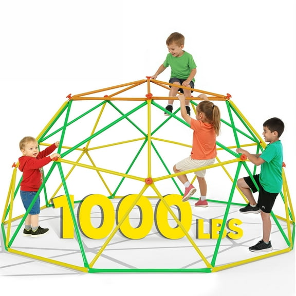 10FT Kids Jungle Gym, Colorful Climbing Dome for Big Kids, Outdoor Kids Playground Equipment Climber High Strength, Stable Rhombus, Max Support 1000LBS, Age 3-12 Boys&Girls